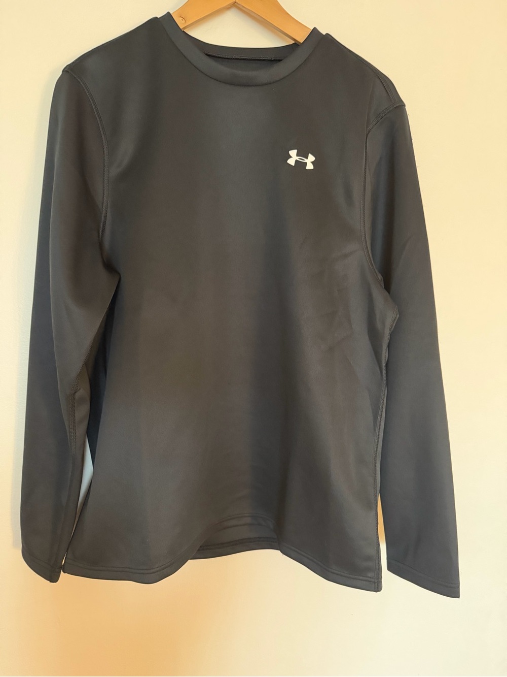 Under Armour Men's Long-Sleeve Crew Top - Black with White Logo